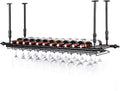 Hanging Wine Rack with Glass Holder and Shelf,Adjustable Metal Ceiling Bar Wine Glass Rack,2 in 1Industrial Wall Mounted Wine and Glass Rack,47.3” Bottle Holder Wine Shelf