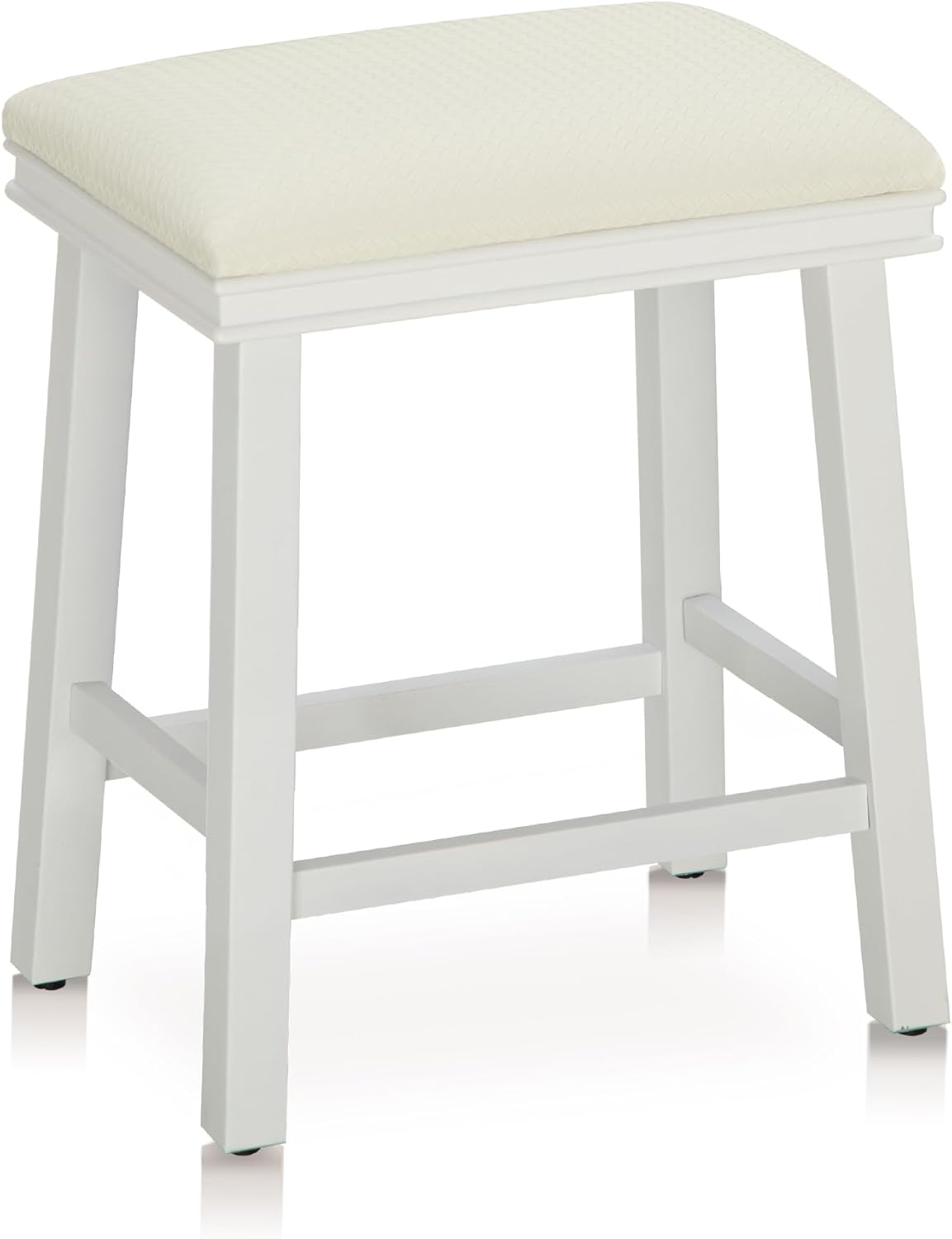 PHI VILLA Farmhouse Bar Stools Set of 2 - Wood Bartools with Upholstered Saddle Seat, 24 inch stools for Kitchen Counter Set of 2