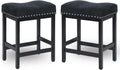 25 Inch Counter Height Bar Stools Set of 3, Heavy-Duty Metal Barstools with Soft Faux Leather Saddle Seats, Bar Stool for Kitchen Island, Easy to Clean, 300 lbs Capacity