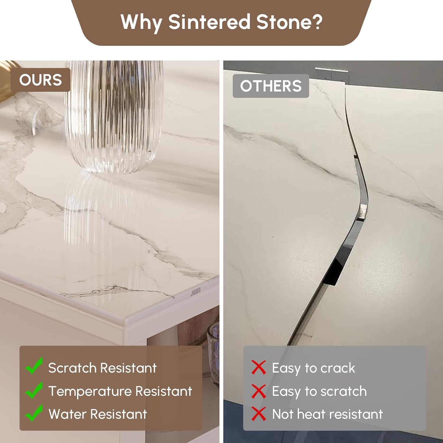 homary 71" White Kitchen Island with Storage Large Kitchen Cabinet with Drawers & Sintered Stone Top Island Table for Dining Room