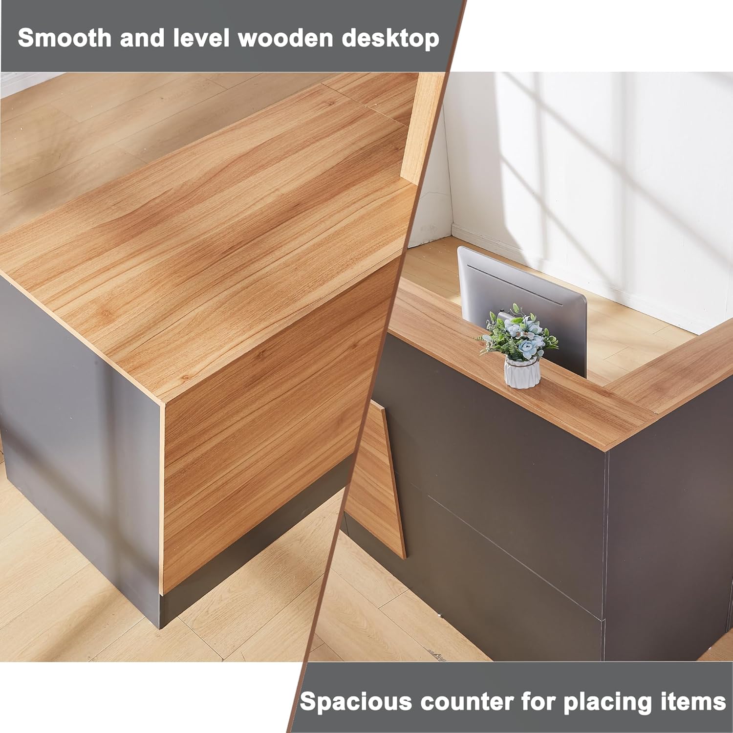 L Shaped Reception Desk with Lockable Drawers and Adjustable Filling Cabinet,Modern Front Desk Reception Counter with Keyboard Tray and Storage Cabinet for Checkout,Lobby,Beauty Salon