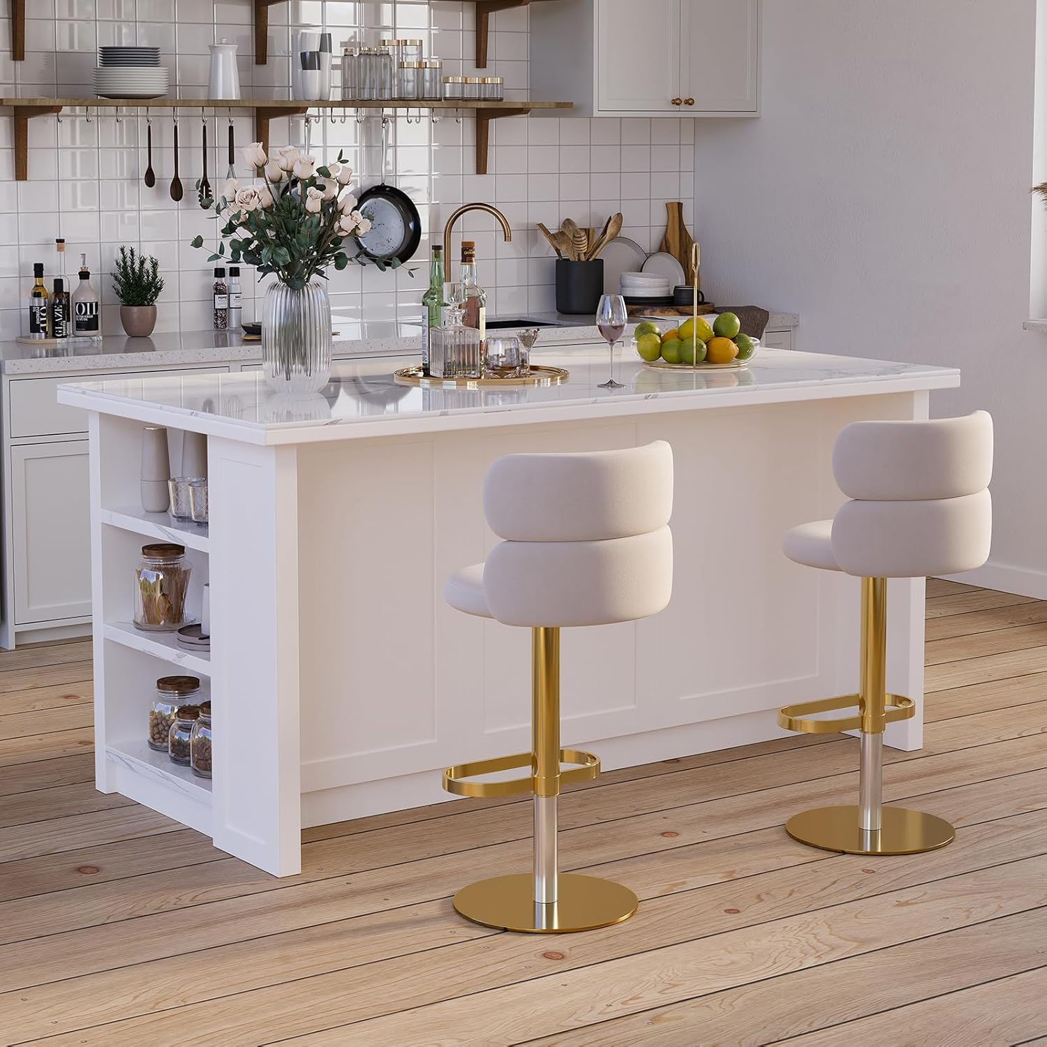 homary 71" White Kitchen Island with Storage Large Kitchen Cabinet with Drawers & Sintered Stone Top Island Table for Dining Room